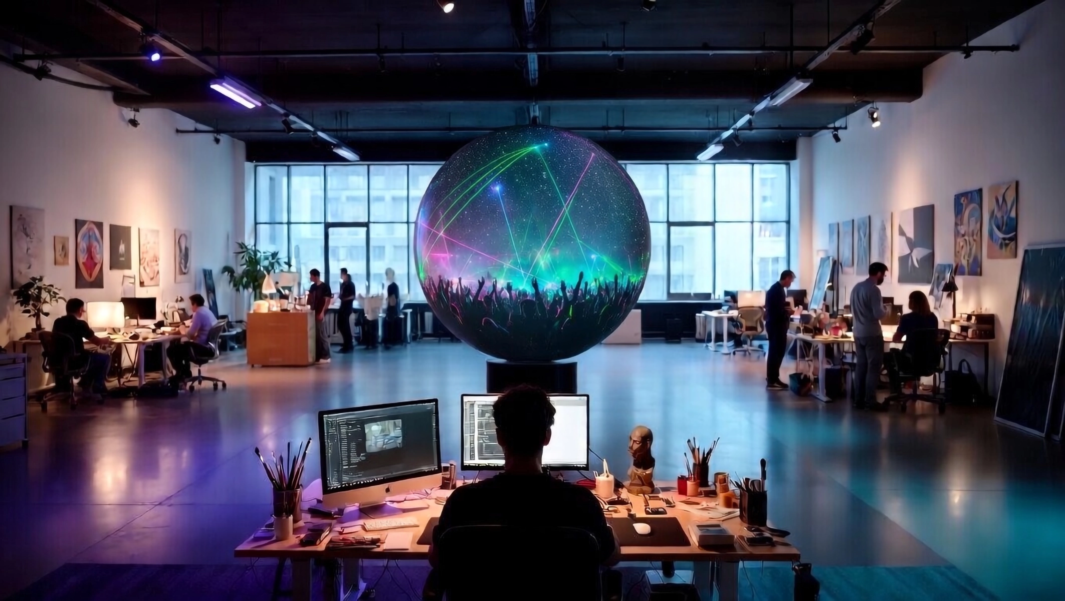 ORA Sphere with visual content for a live event