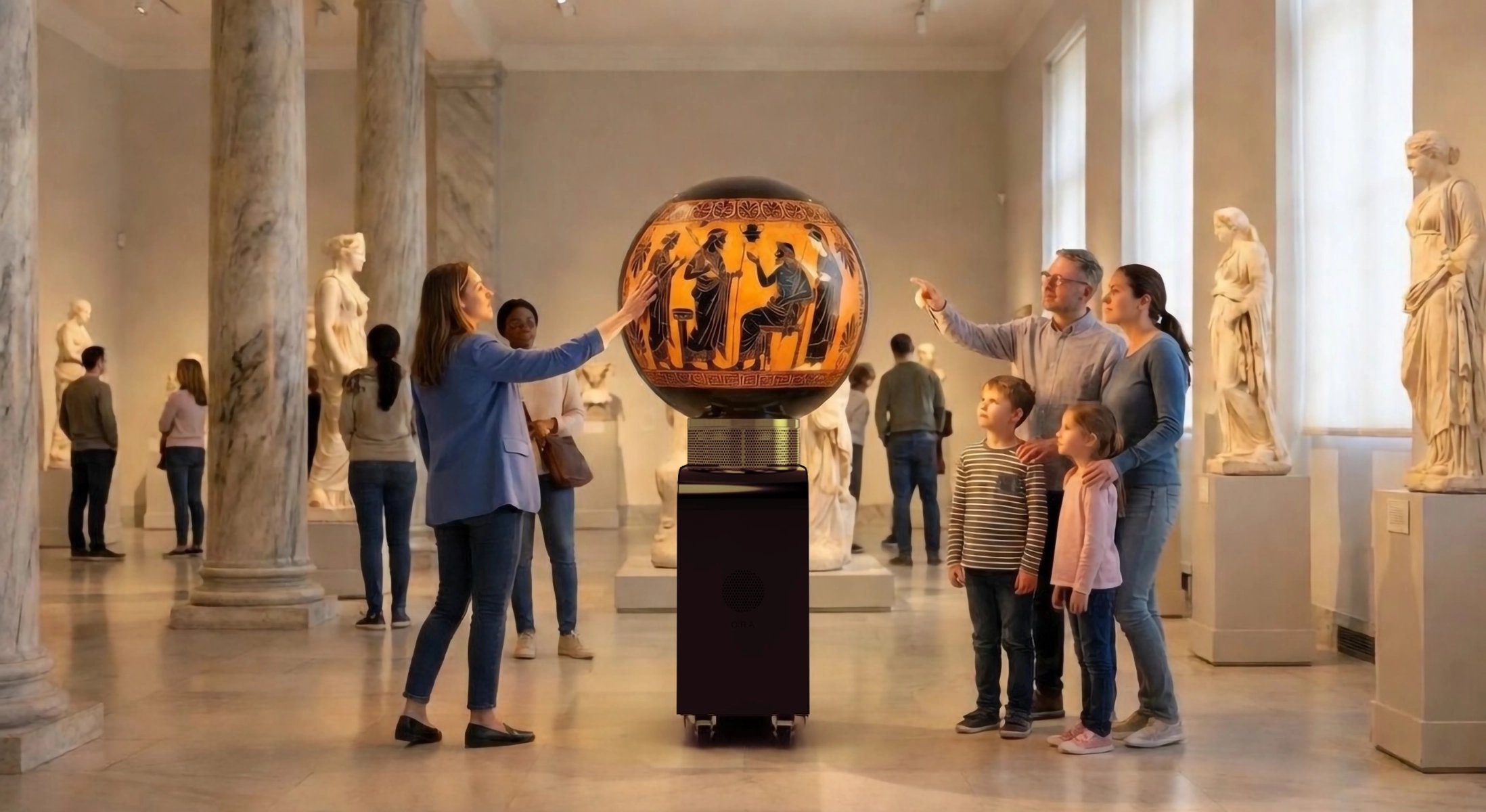 ORA+ interactive sphere display in use