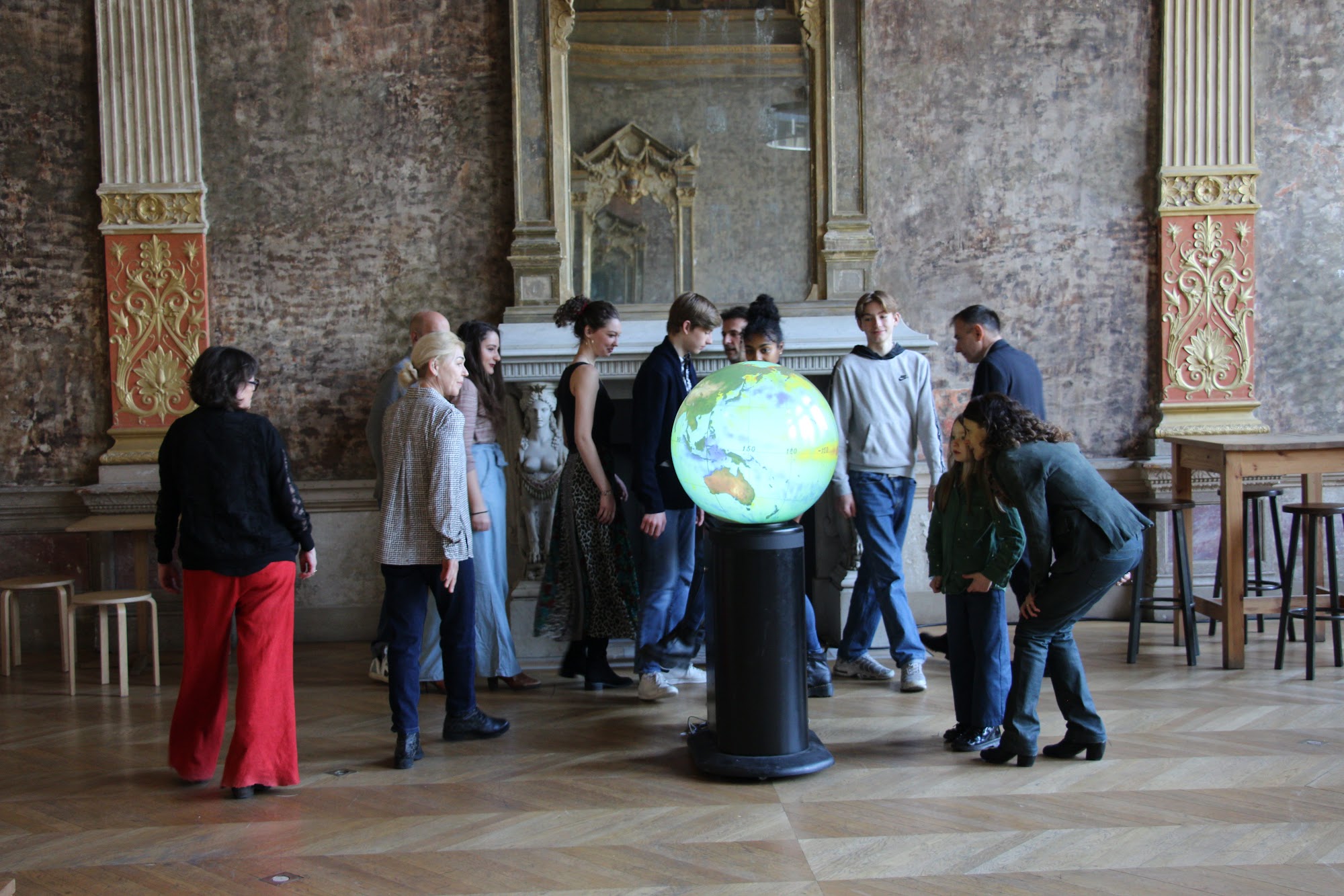 ORA sphere at the entrance of the Shiny Gold exhibition, La Gaîté Lyrique