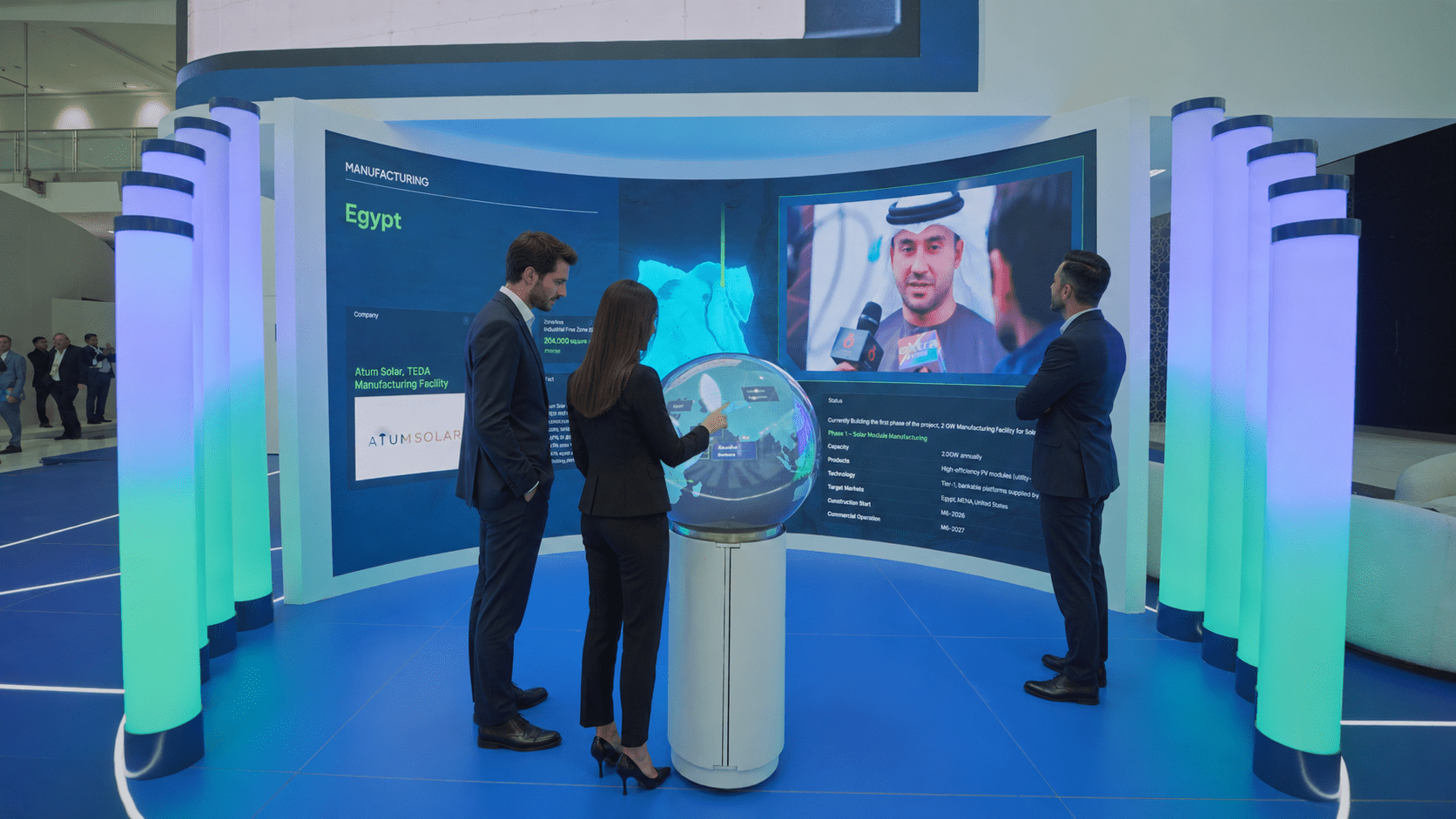 Sphère ORA interactive sur un stand Power Interactive au Moyen-Orient
